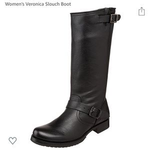 Frye “Veronica Tall” Moto Boot in black leather